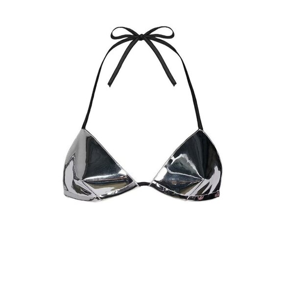 RTA Bralette Top in Mirror Medium New Womens Metallic Cropped Bra - Picture 5 of 13